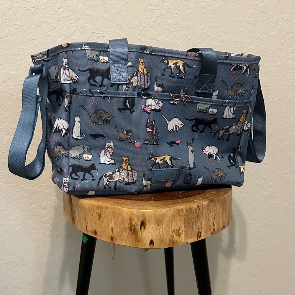 Vera Bradley Blue Cat Print Tote